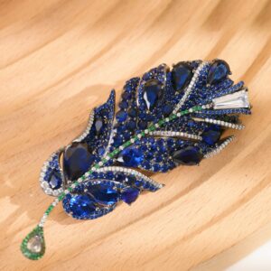 Blue Feather Brooch