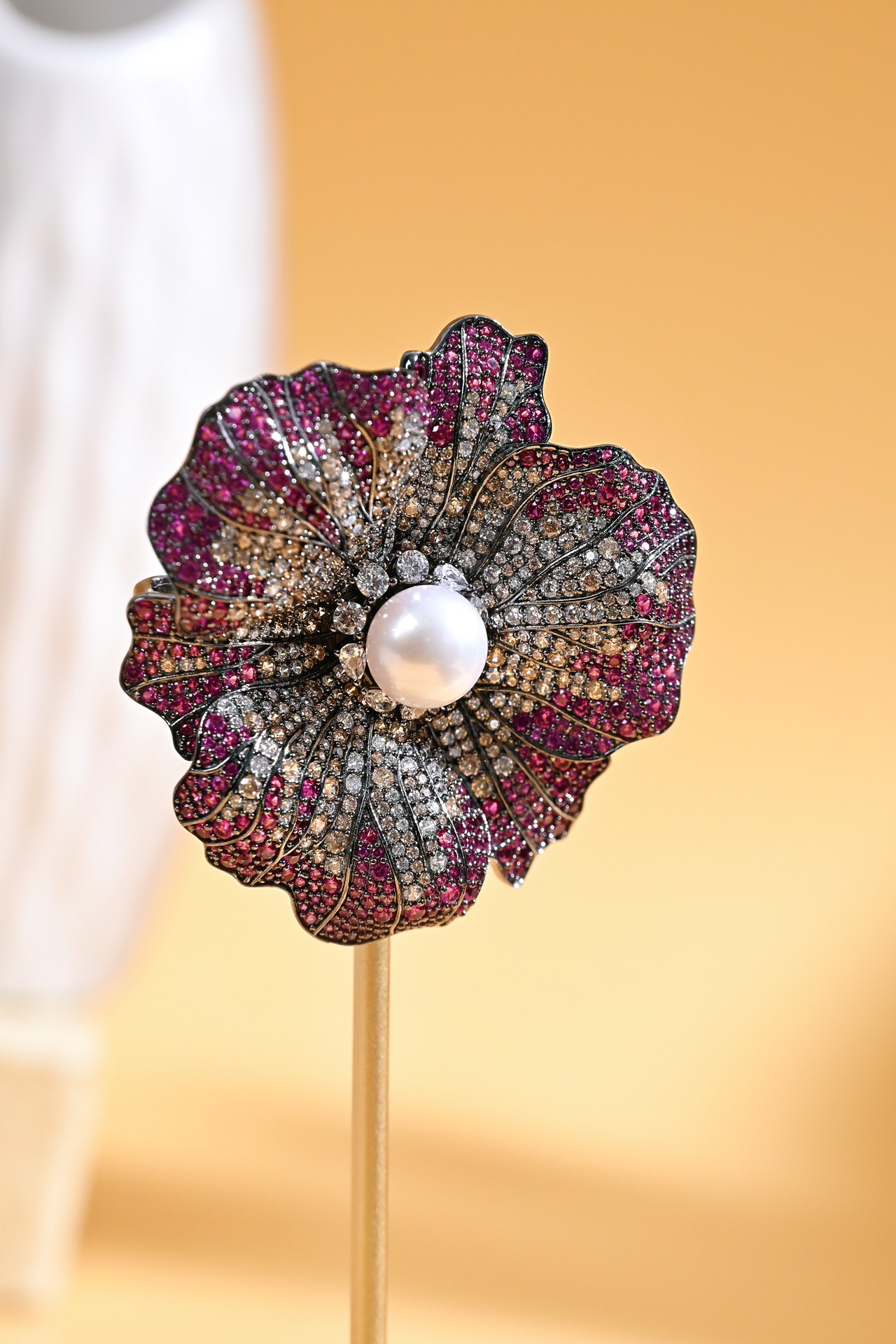 Gem-set Peony Brooch