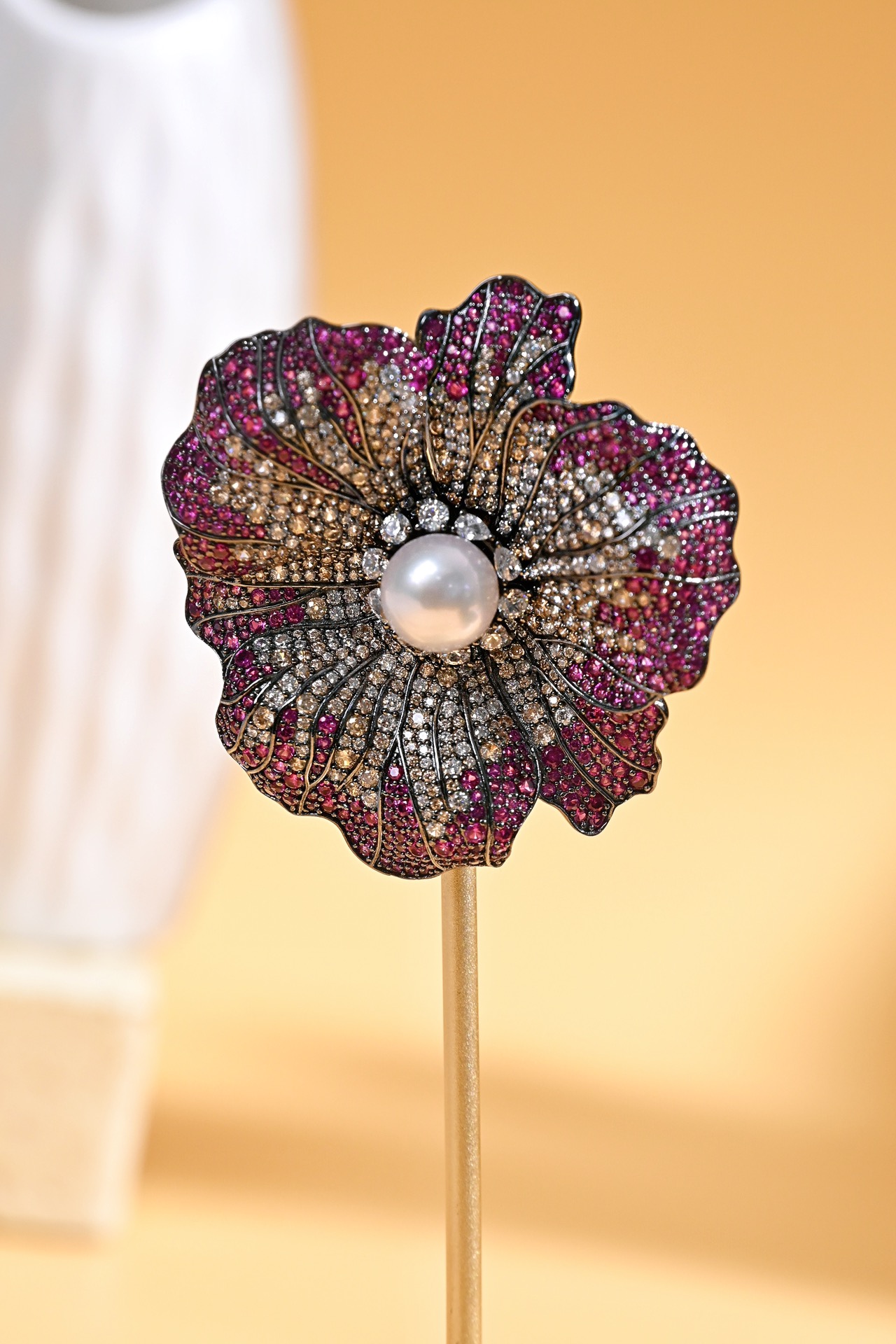Gem-set Peony Brooch - Image 4