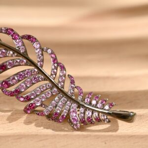 Rosy Red Feather Brooch